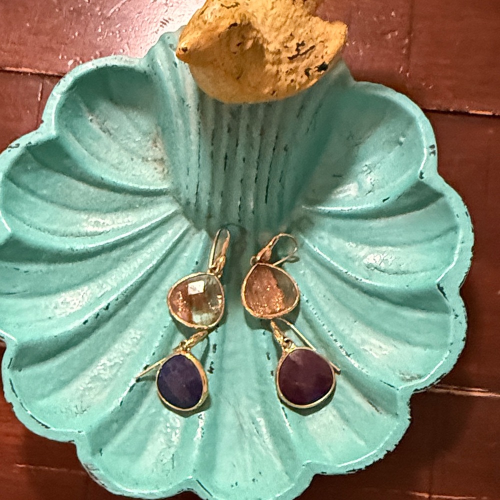 Elegant Gold and Blue Drop Earrings